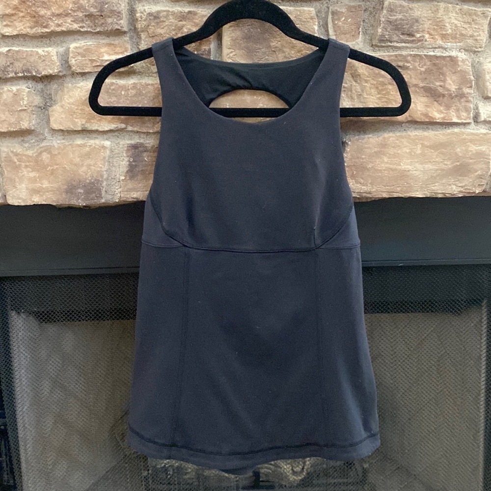 lululemon black athletic, lined top. 6